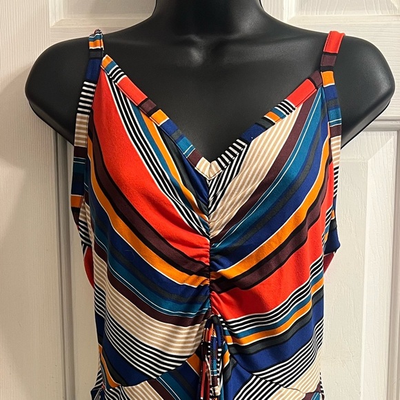 Venus Colorful Striped Sleeveless Adjustable Straps Dress Sz M - Picture 5 of 5